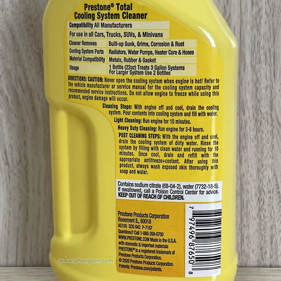 Chai dung dịch vệ sinh két nước làm mát Prestone Total Cooling System Cleaner