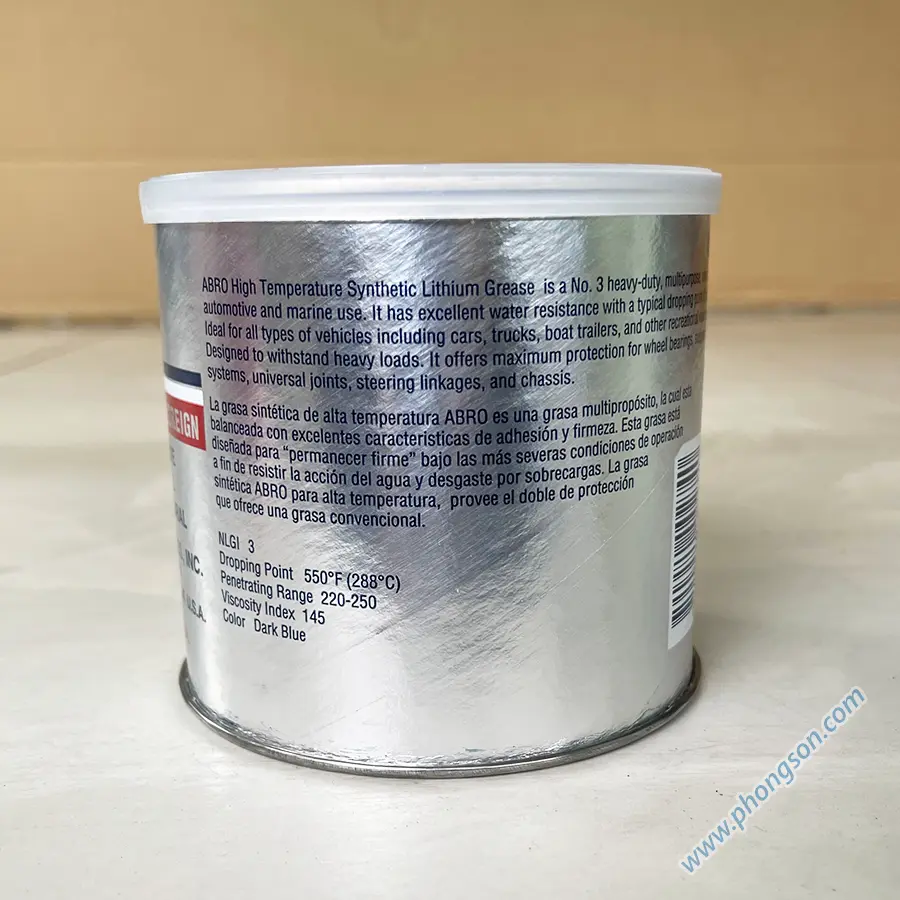 Mỡ bò chịu nhiệt độ cao Abro gốc lithium tổng hợp, chịu nước, chịu áp lực cao và tải nặng. Bôi trơn đa dụng (Synthetic Lithium Grease).