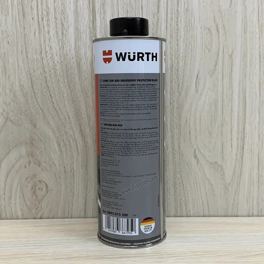 Sơn phủ gầm Wurth giúp bảo vệ chống rỉ sét kim loại khung gầm xe ô tô.
