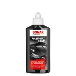 Chai kem đánh bóng sơn xe màu đen Sonax Polish+Wax color black 296141 250ml
