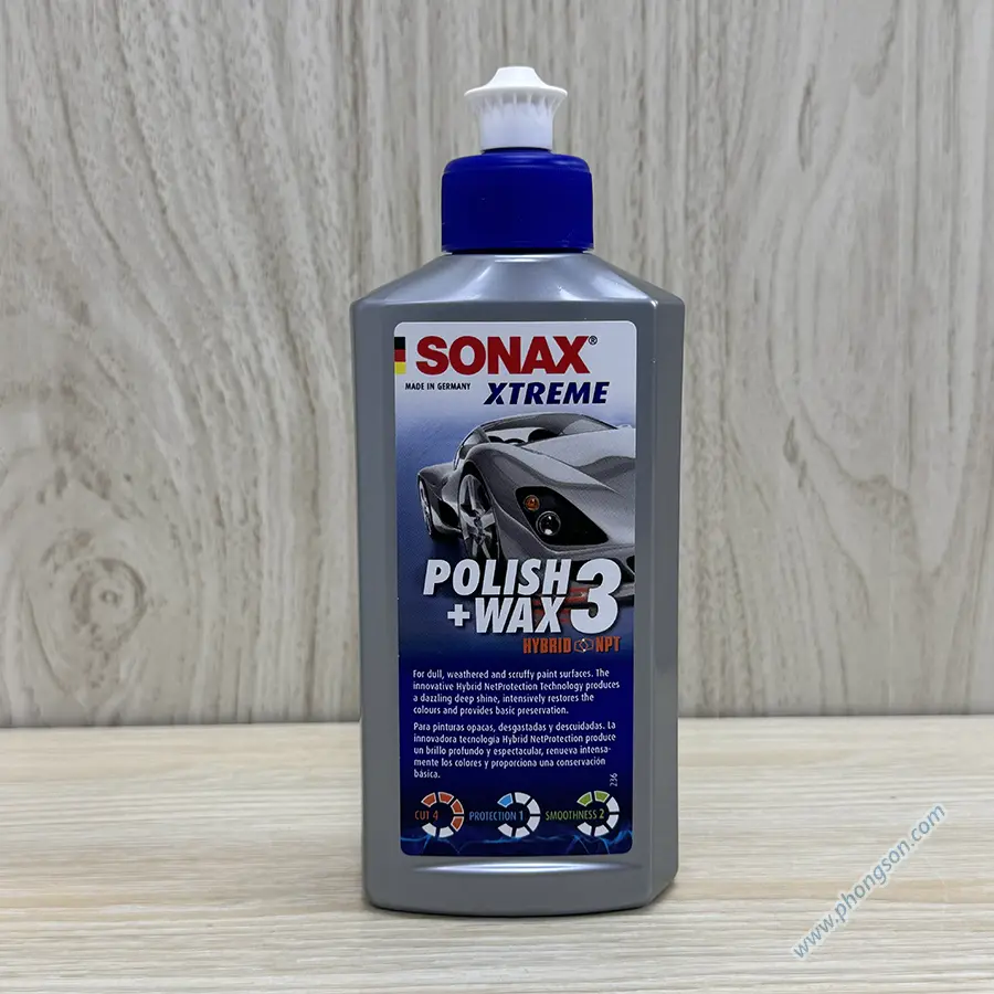 Kem đánh bóng sơn xe Sonax Xtreme Polish+Wax 3 chai 250ml 202100 - Xóa xước nhẹ, làm bóng và bảo vệ sơn