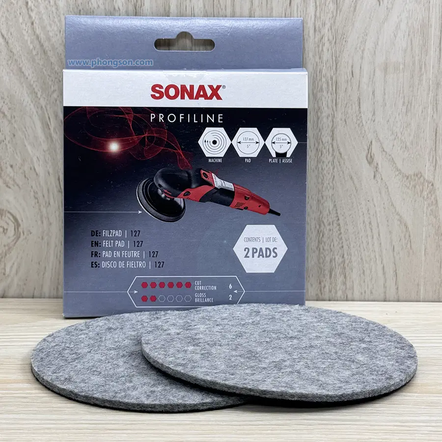 Phớt đánh bóng kính xe ôtô Sonax 493300 RO 5in - Dùng cho máy đồng tâm.