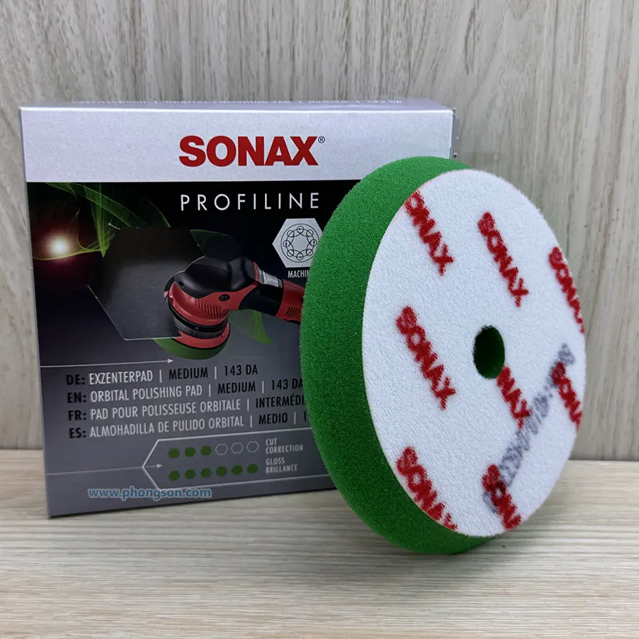 Phớt đánh bóng Sonax DA Medium 5in 143mm (bọt biển mềm trung bình) - Tối ưu đánh bóng máy lệch tâm.