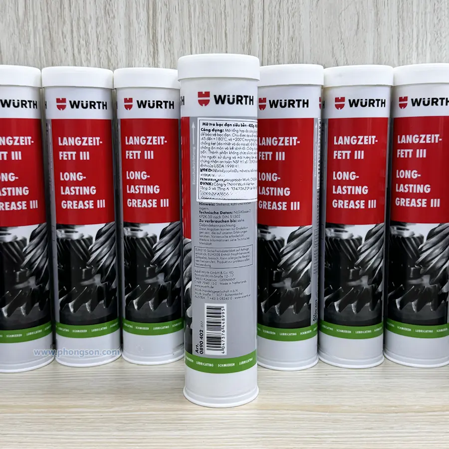 Mỡ bôi trơn đa năng chịu tải nặng Grease III Wurth 0890402 Long-Lasting