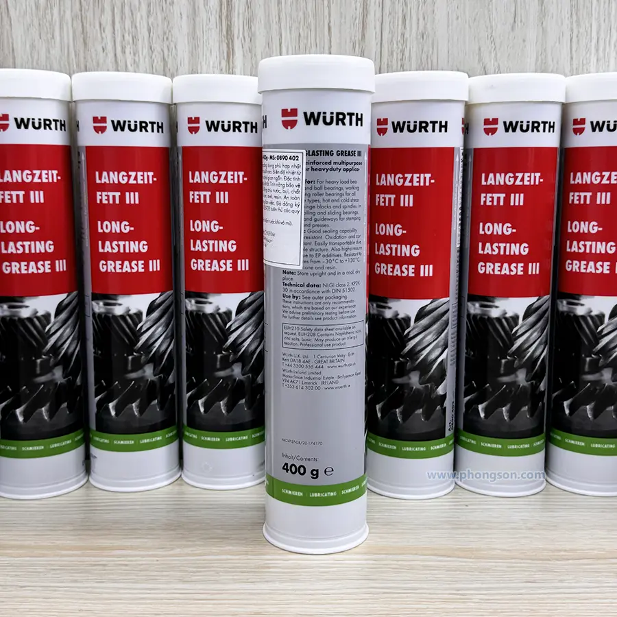 Mỡ bôi trơn đa năng chịu tải nặng Grease III Wurth 0890402 Long-Lasting