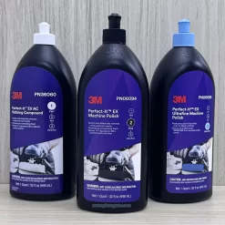Sản phẩm 3M dùng để đánh bass xe ô tô theo quy trình 3 bước đánh bóng và hoàn thiện sơn xe. Chai PN36060 đánh bóng bước 1, PN06094 bước 2, PN06068 bước 3.