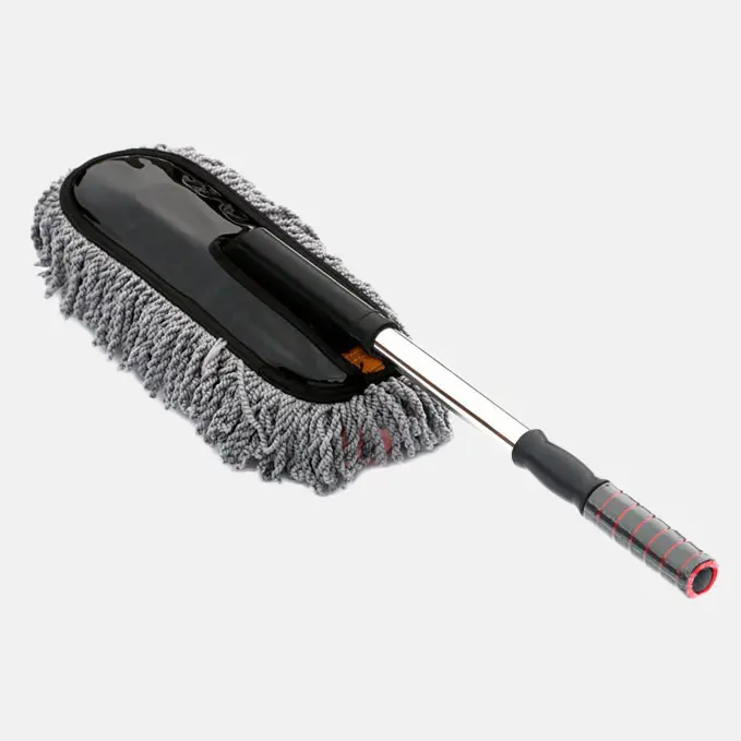 Cây lau rửa xe ô tô sợi xoắn, cán cầm có thể kéo dài và thu ngắn. Tổng chiều dài 85cm.