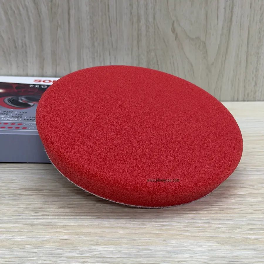 Phớt đánh bóng Sonax đỏ 6in (bước 1) - Mút đánh bóng xe ô tô với máy đánh bóng đồng tâm.
