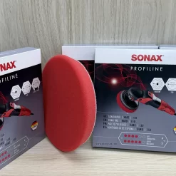 Phớt đánh bóng Sonax đỏ 6in (bước 1) - Mút đánh bóng xe ô tô với máy đánh bóng đồng tâm.
