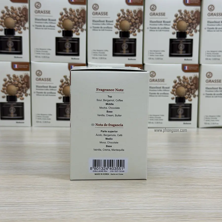 Nước hoa Grasse Hazelnut Roast hương cafe rang ngọt ấm, béo nhẹ, đậm đà và dễ chịu.
